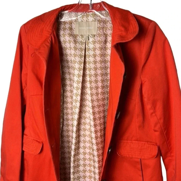 BANANA REPUBLIC. Coat. Women XS. Coral/soft Red jacket,flap pockets,button front - Picture 7 of 17